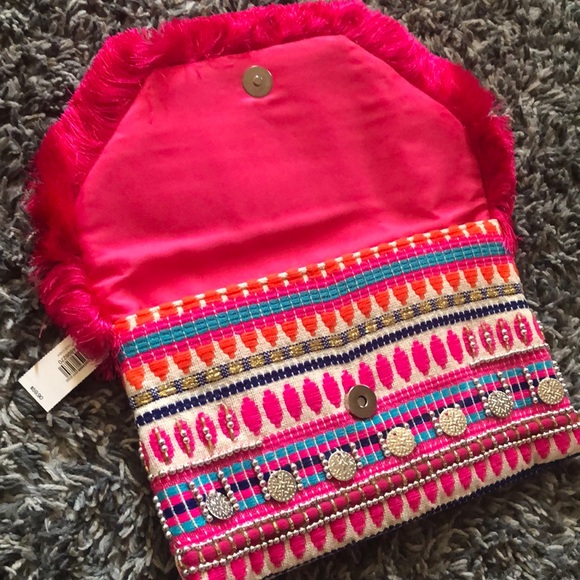 Express Pink Fringe Clutch - Picture 2 of 12